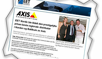 EET Nordic årets Axis-distributør i Norden