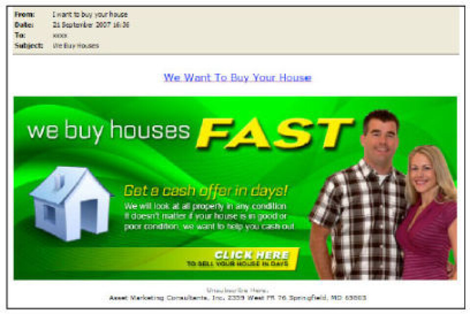 Spammere utnytter amerikansk boligkrakk