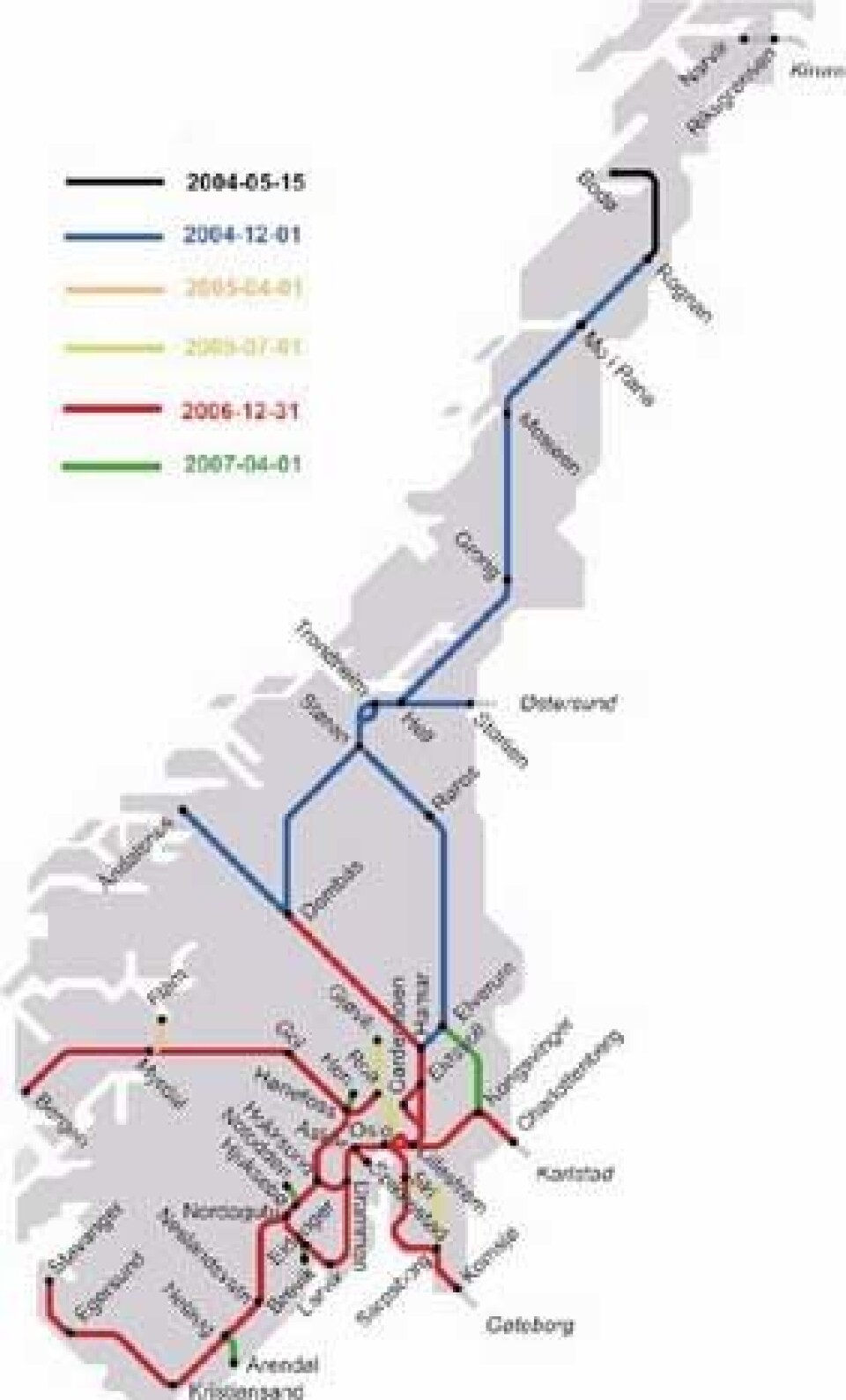 Nytt tognett tatt i bruk