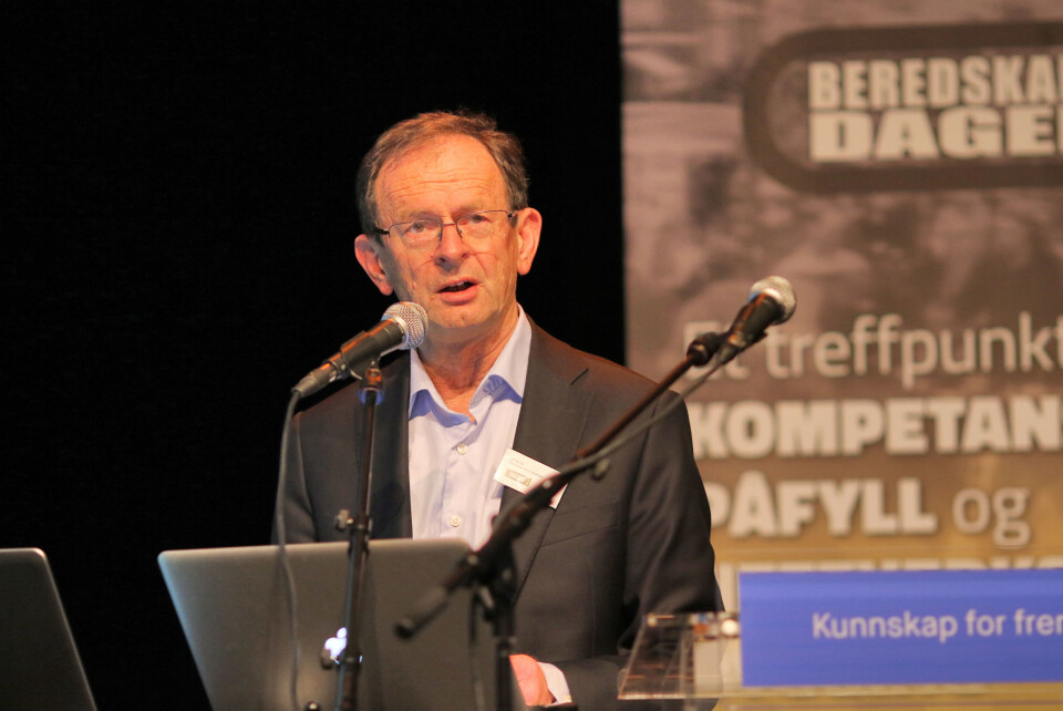 Fylkesmann Erling Lae snakket varmt om den private sikkerhetsbransjen under Beredskapsdagen 2016 (foto: Beredskapsdagen 2016).