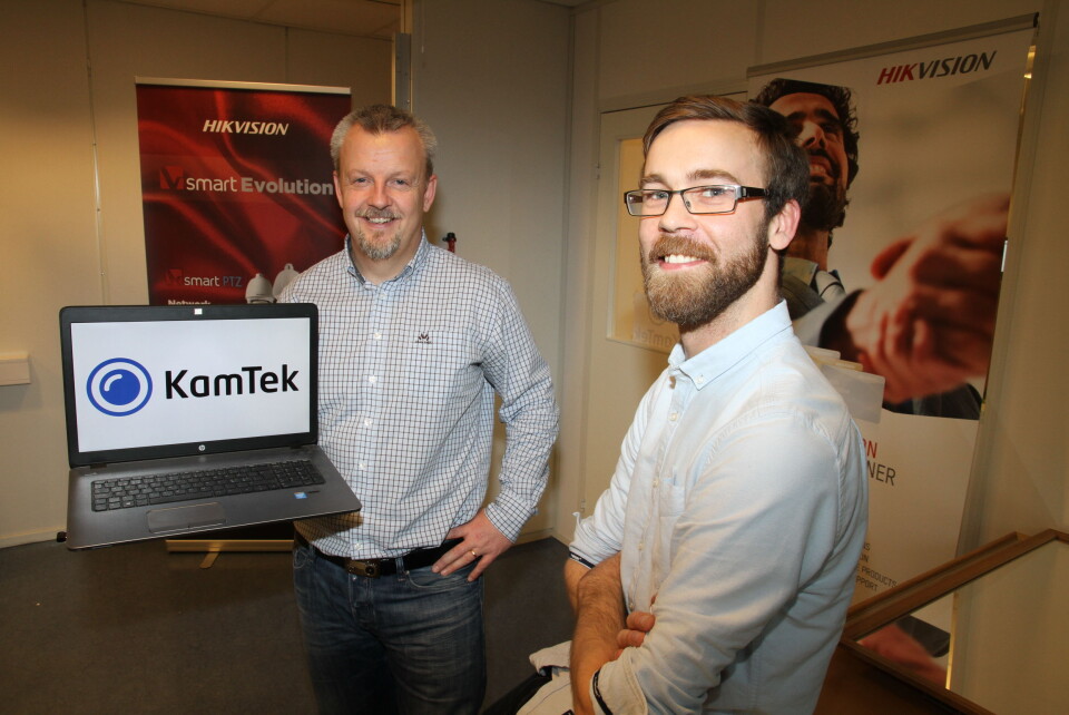 Kato Lystad og Joakim Torkildsen har etablert KamTek AS for å selge Hikvision og Mirasys til installatører (foto: Even Rise)..