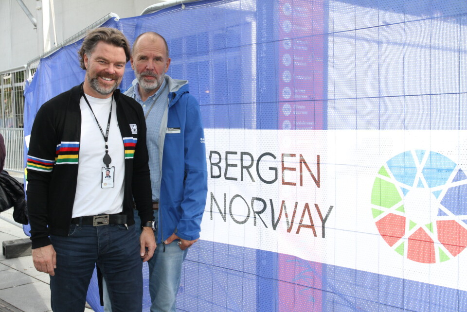 Geir Svanberg (t.h.) og Svein Erik Malkenes lover et sikkert sykkel-Vm på Vestlandet (foto: Even Rise)..