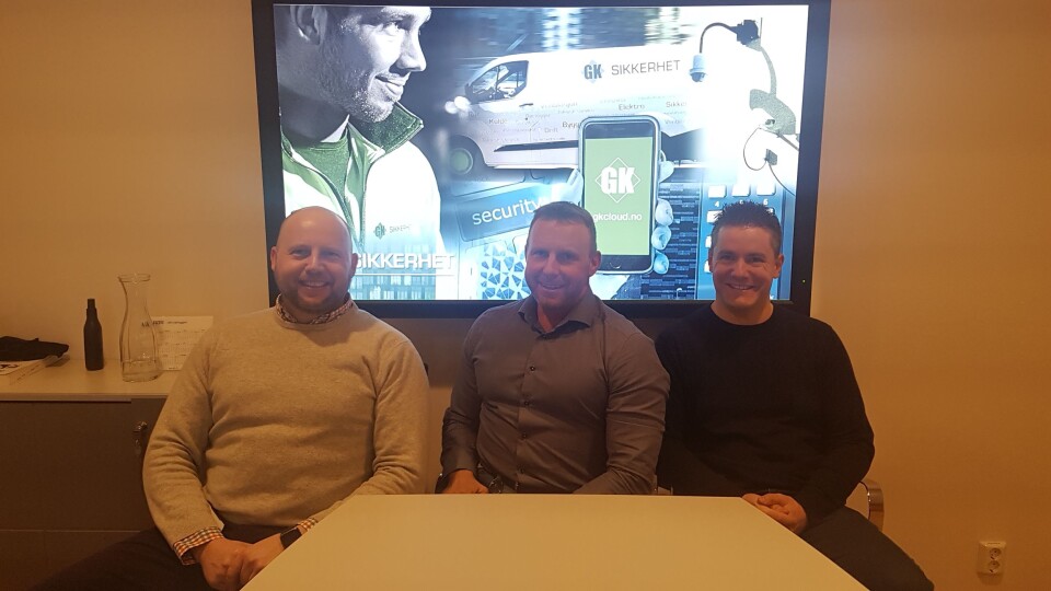 Espen Melby, Svein H. Dahle og Kenneth Furesund har grunn til å være stolte over at GK Sikkerhet AS vant frem som leverandør av adgangskontroll i Eidsvoll kommune (foto: Privat).