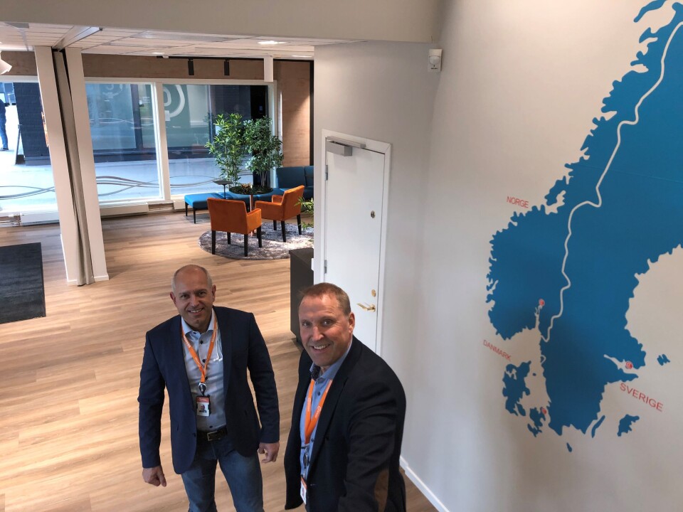 Nasjonal salgsansvarlig Knut Willy Rydz Larsen og administrerende direktør Rolf Gunnar Reisænen gleder seg over fornyelsen i lokalene på Storo, og ser frem til mulighetene de vil gi både Certego-ansatte og kunder (foto: Even Rise).