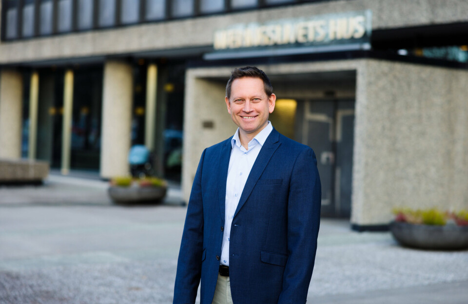 Vegard Einan er ny adm.dir. i NHO Service og Handel. Einan foran Næringslivets hus