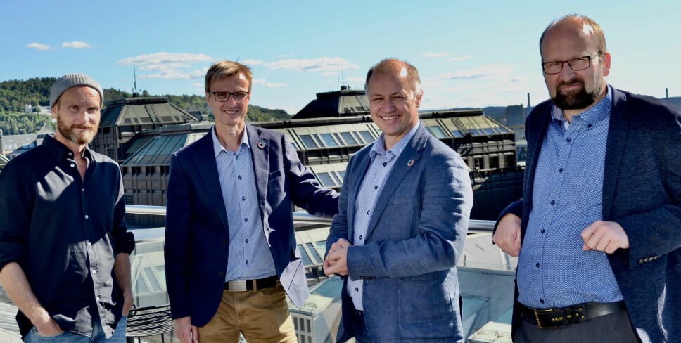 August Flatby, Kjetil Lundberg, René Tofte og Terje Skog Jensen gleder seg over samarbeidet som er inngått mellom Salto Systems og Unloc.