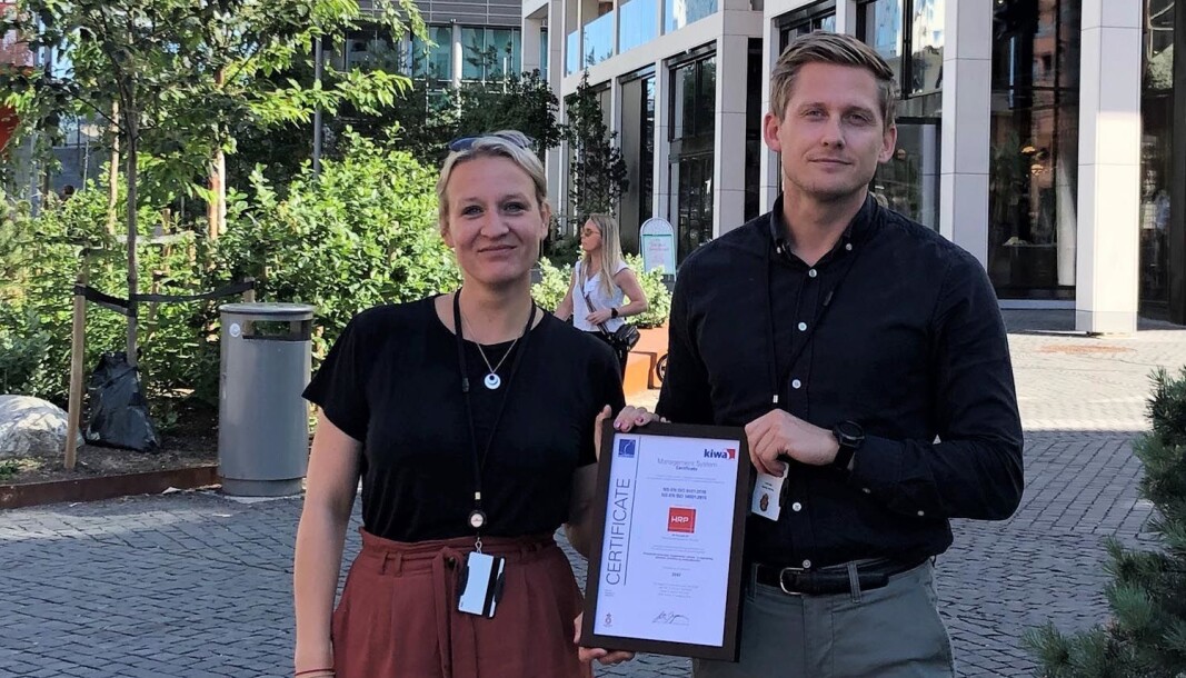 HRP-direktørene Lena Sagen og Niclas Berlin Nilssen har ledet arbeidet med ISO-sertifisering i HRP. HRP-direktørene Lena Sagen og Niclas Berlin Nilssen har ledet arbeidet med ISO-sertifisering i HRP.