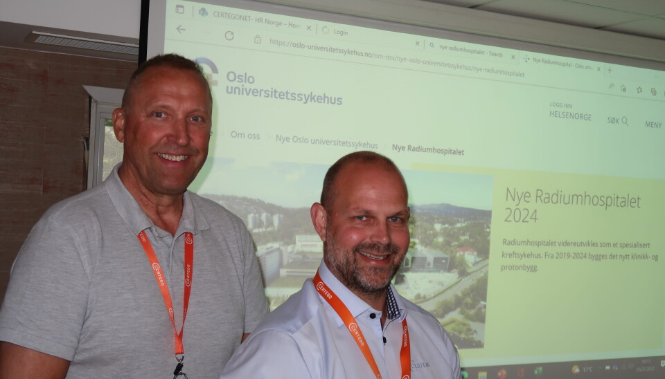 Administrerende direktør Rolf Gunnar Reisænen og regionsjef Erling Edvardsen i Certego gleder seg til å ta fatt på jobben de skal utføre på det nye Radiumhospitalet.