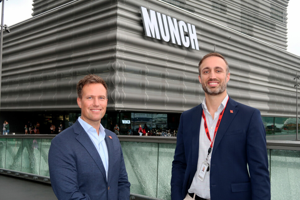 Sikkerhetssjef Joakim Eike Barane og senior sikkerhetsrådgiver Stephan Krutå understreker at de synes det er veldig moro å jobb med sikkerhet ved Munchmuseet, selv om utfordringene har vært mange.